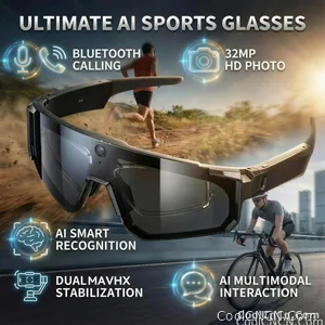 CoolWiz WiFi smart 8MP camera glasses for men, 1080p HD video recording, 32GB storage, polarized sunglasses with AI voice dialogue translation, suitable for sports and outdoor daily use - view 9