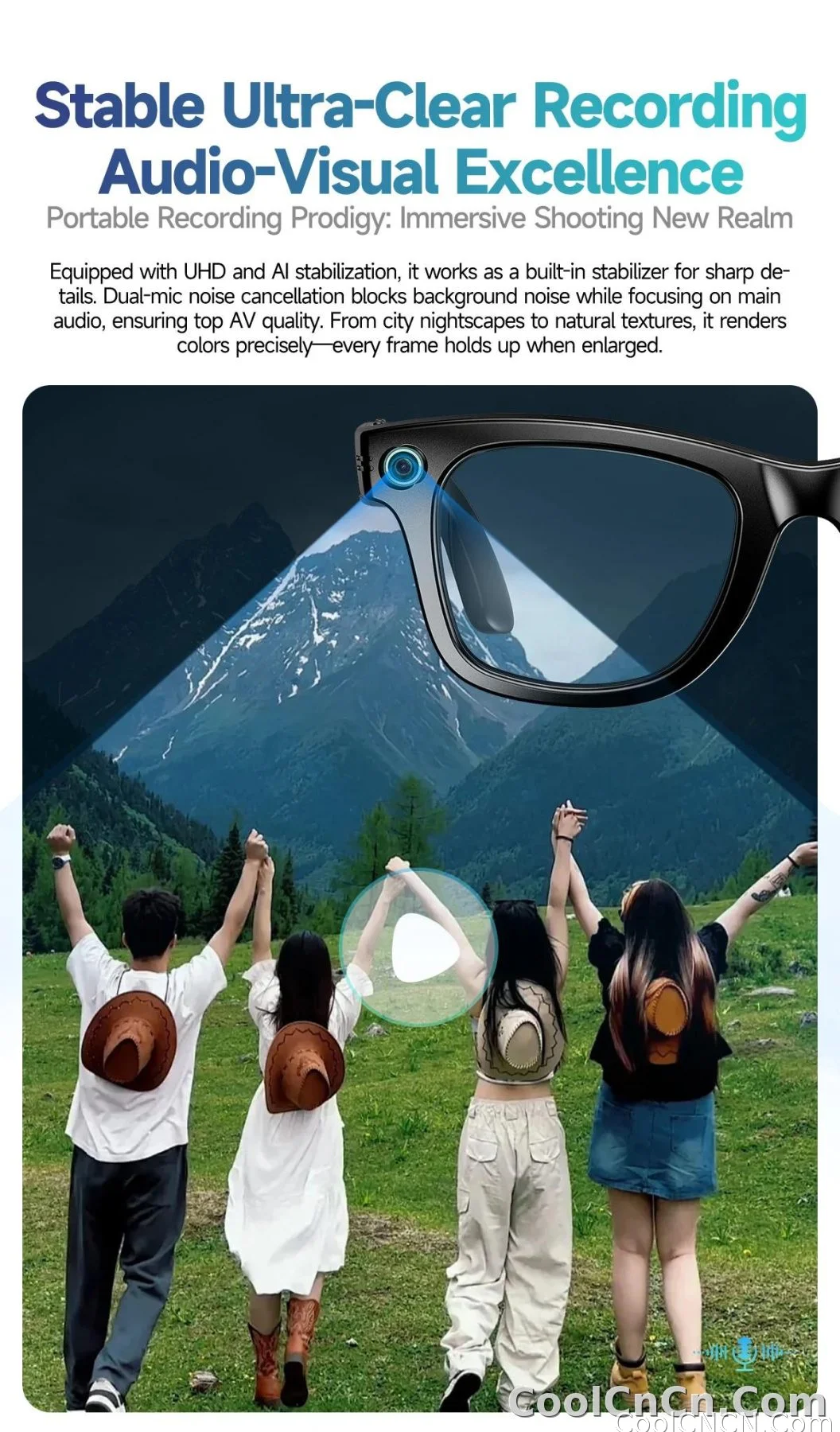 CoolWiz Camera HD Pixel 800W New 32GB Smart Glasses for Women — Photo Capture & Video Recording, AI Translation, Waterproof AI Glasses for Men, suitable for outdoor sports and daily use - detail