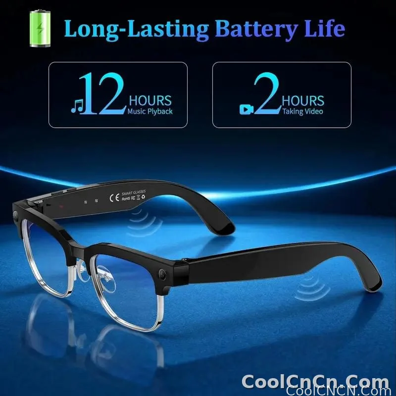 CoolWiz AI Smart Glasses 4K HD with Color Change, 8MP Camera, 1080p Video, AI Music Player, AI Calls, AI Sports Glasses for Men, for Outdoor Sports and Everyday Use - detail