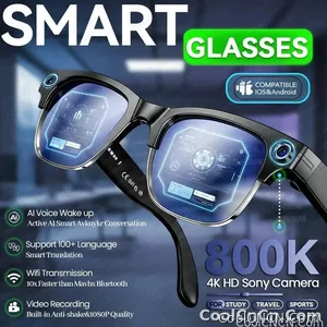 CoolWiz AI Smart Glasses 4K HD with Color Change, 8MP Camera, 1080p Video, AI Music Player, AI Calls, AI Sports Glasses for Men, for Outdoor Sports and Everyday Use - view 1