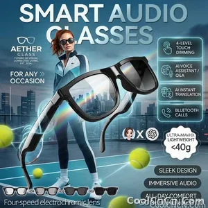 CoolWiz Cermin Mata Pintar Bluetooth 4 Tahap Elektrochromic AI Baharu ChatGPT 164+Terjemahan Bahasa Muzik Panggilan Bebas Tangan Cermin Mata Hitam Untuk Sukan Luar Penggunaan Harian - view 7