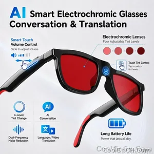 CoolWiz Cermin Mata Pintar Bluetooth 4 Tahap Elektrochromic AI Baharu ChatGPT 164+Terjemahan Bahasa Muzik Panggilan Bebas Tangan Cermin Mata Hitam Untuk Sukan Luar Penggunaan Harian - view 10
