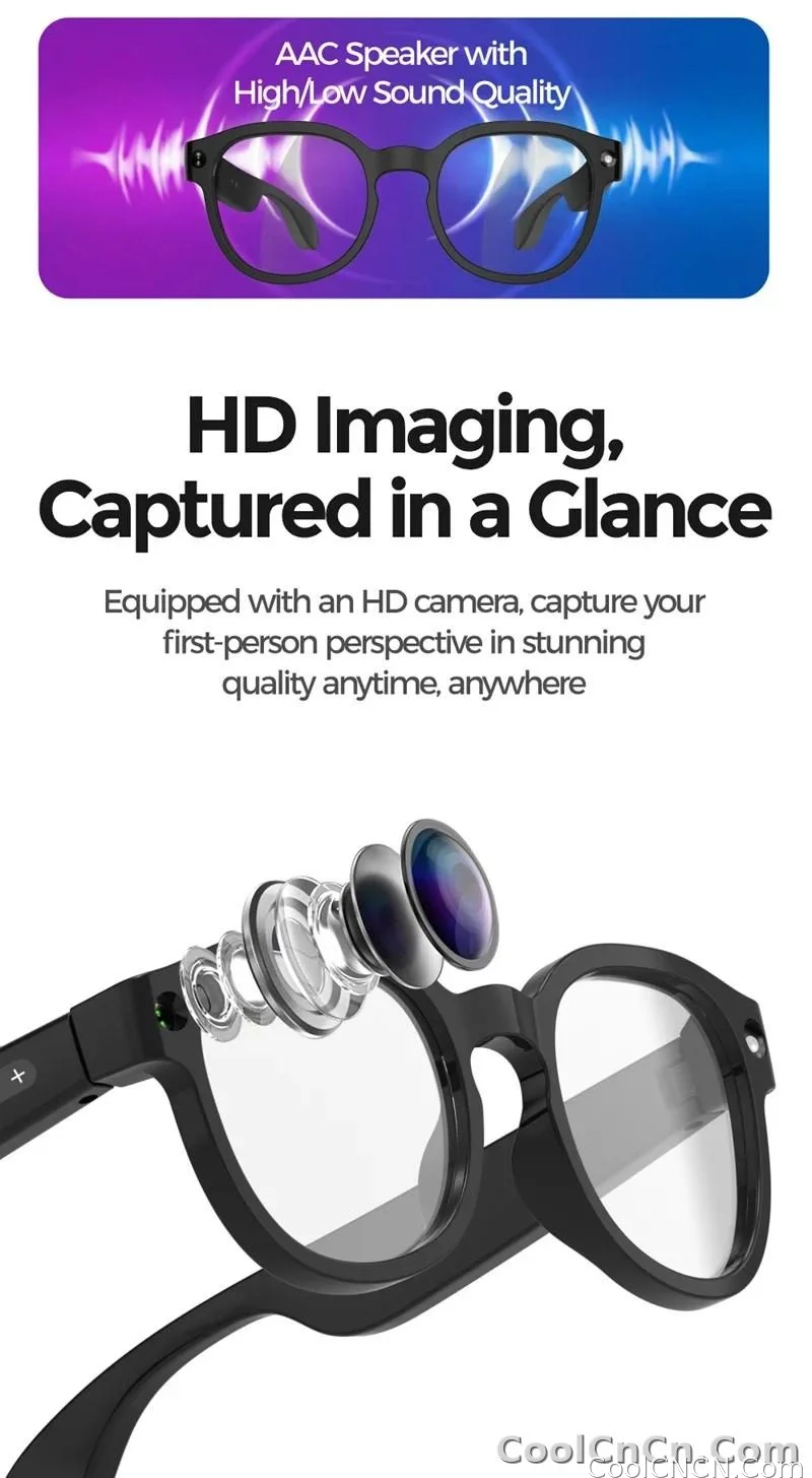 New 2026 Intelligent AI glasses shoot glasses take pictures and read pictures and record real-time translation of call music - detail