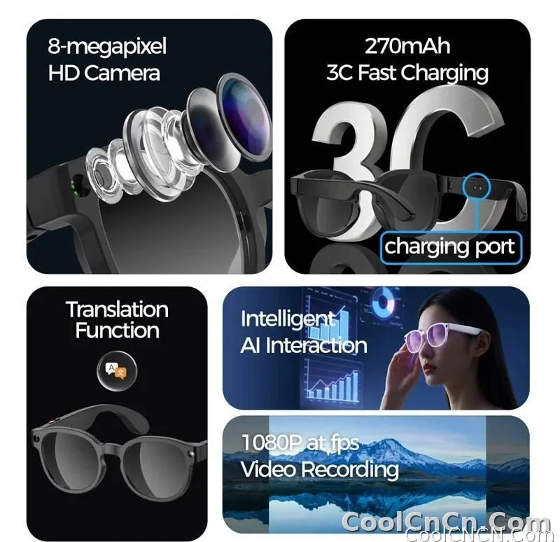 New 2026 Intelligent AI glasses shoot glasses take pictures and read pictures and record real-time translation of call music - detail