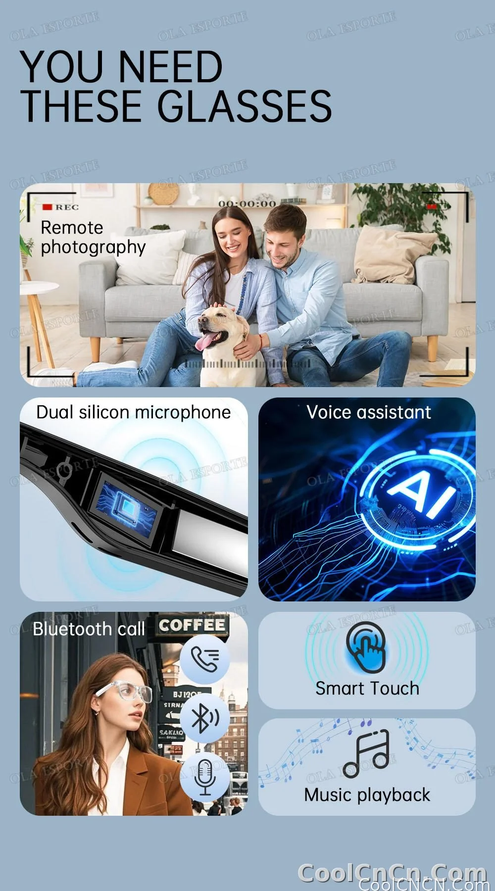 2026 New AI Smart Glasses Sunscreen Sunglasses Bluetooth Calling Music Player Camera Control UV Protection Glasses For Men Women - detail