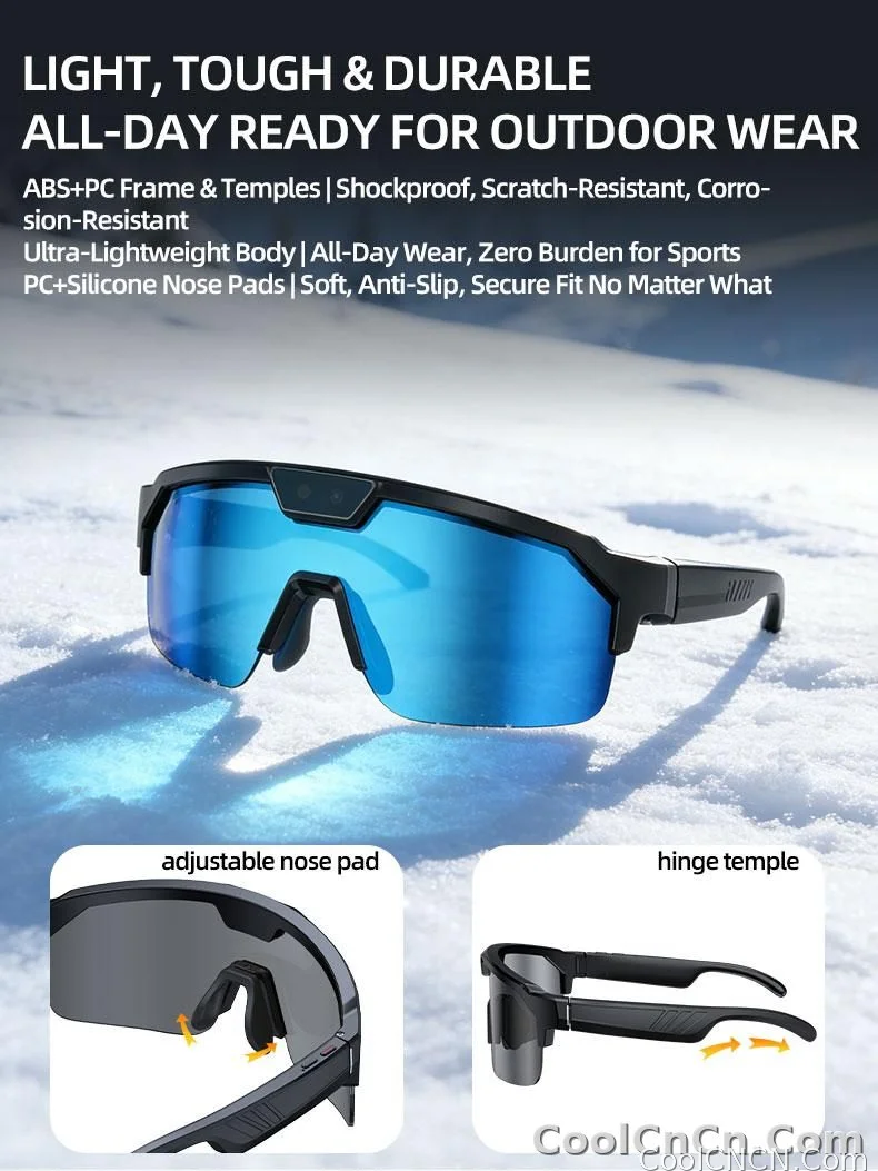 2026 New AI Smart Sports Glasses with 1200P Camera 4k Anti-Shake AI Voice Translator Bluetooth Call Dual Mic Audio Sunglasses - detail