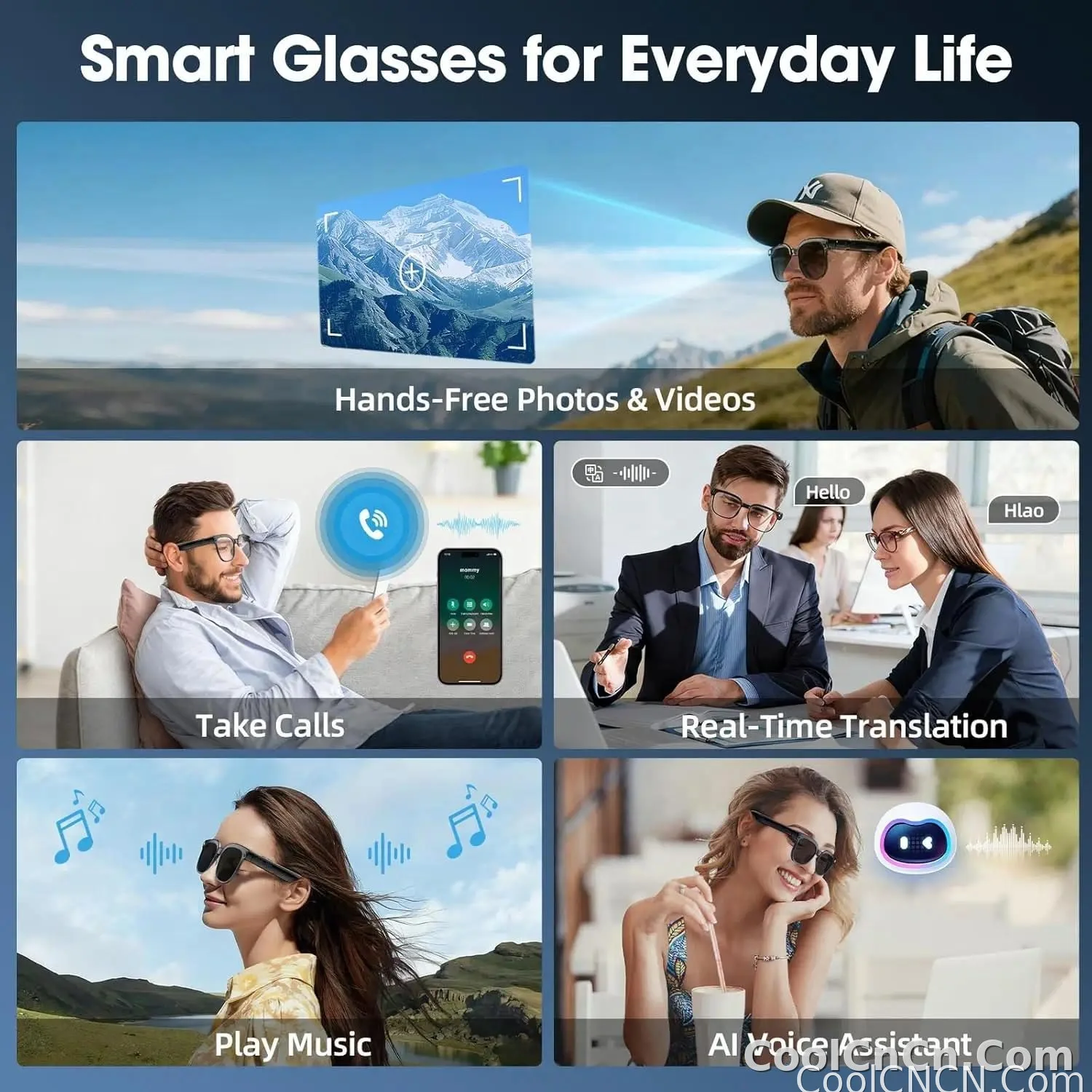 2026 New Smart AI Glasses 1080P HD Video Record Camera ChatGPT Bluetooth Call 32GB ROM Language Translation Music Sunglasses Men - detail
