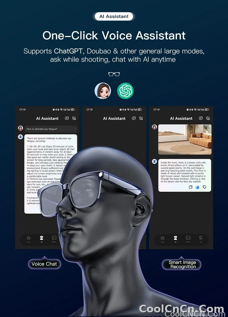 2026 New Smart AI Glasses 1080P HD Video Record Camera ChatGPT Bluetooth Call 32GB ROM Language Translation Music Sunglasses Men - detail
