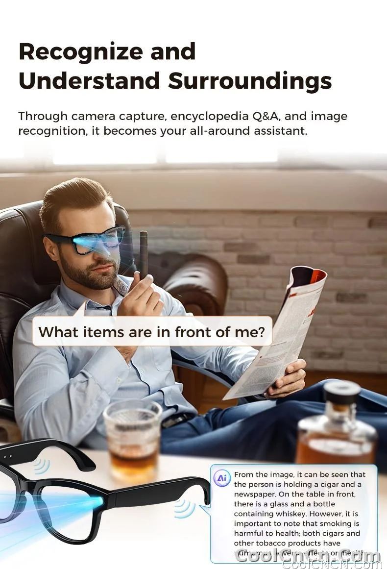 New 2026 AI Smart Glasses 1080P Camera Video Recorder Open Ear Bluetooth Audio Voice Control WiFi Sync Sports Glasses Men Use HD - detail