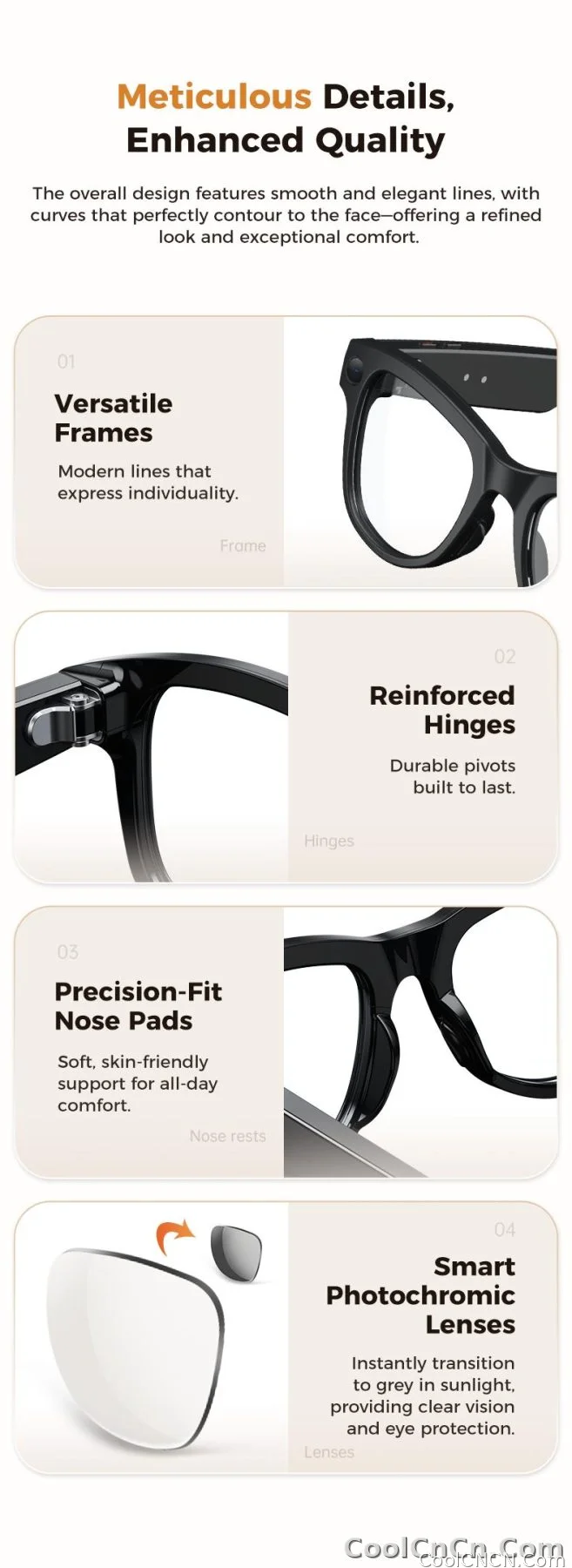 New 2026 AI Smart Glasses 1080P Camera Video Recorder Open Ear Bluetooth Audio Voice Control WiFi Sync Sports Glasses Men Use HD - detail