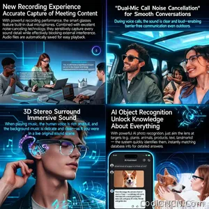 2026New 4K Ultra HD Color Change BT Call Smart Glasses AI Chat Music Player 800W Pixel Camera 1080P Video  AI Sports Glasses Men - view 7
