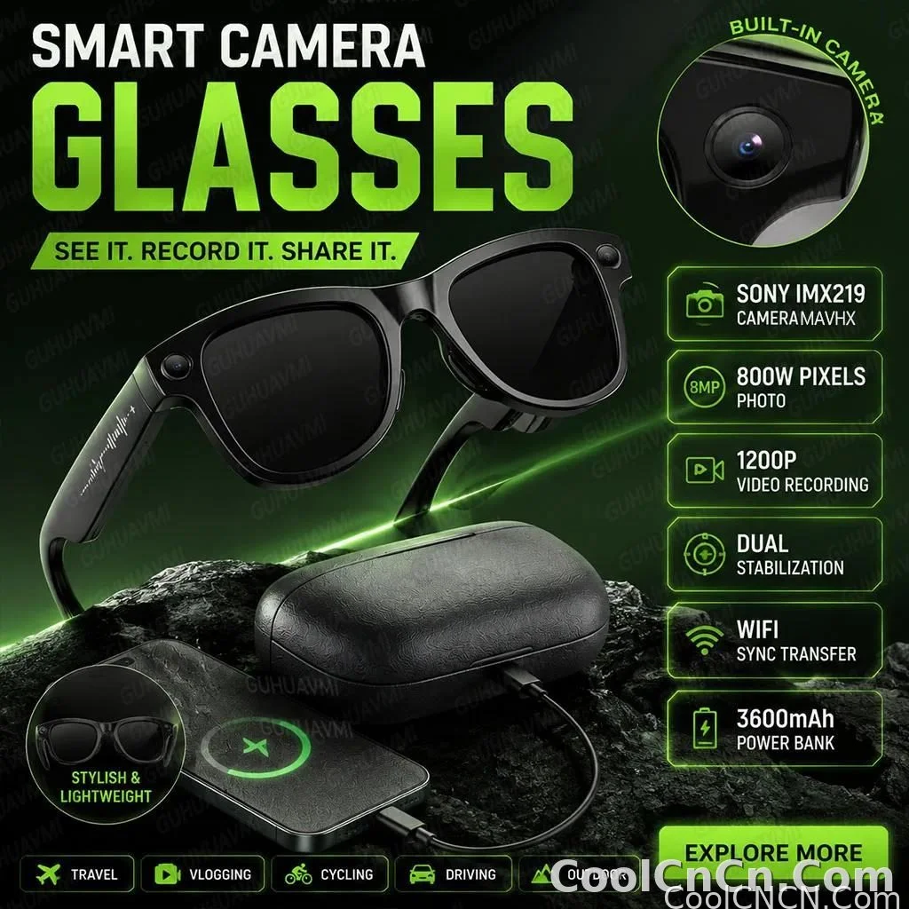 2026 AI Smart Glasses 1080P HD Camera Video Recorder Voice Translation Wireless Audio WiFi Sync Touch Eyewear for Travel Men Use
