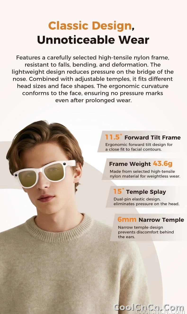 2026 AI Smart Glasses 1080P HD Camera Video Recorder Voice Translation Wireless Audio WiFi Sync Touch Eyewear for Travel Men Use - detail