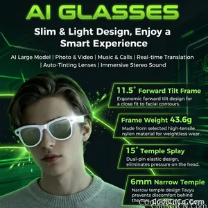 2026 AI Smart Glasses 1080P HD Camera Video Recorder Voice Translation Wireless Audio WiFi Sync Touch Eyewear for Travel Men Use - view 3