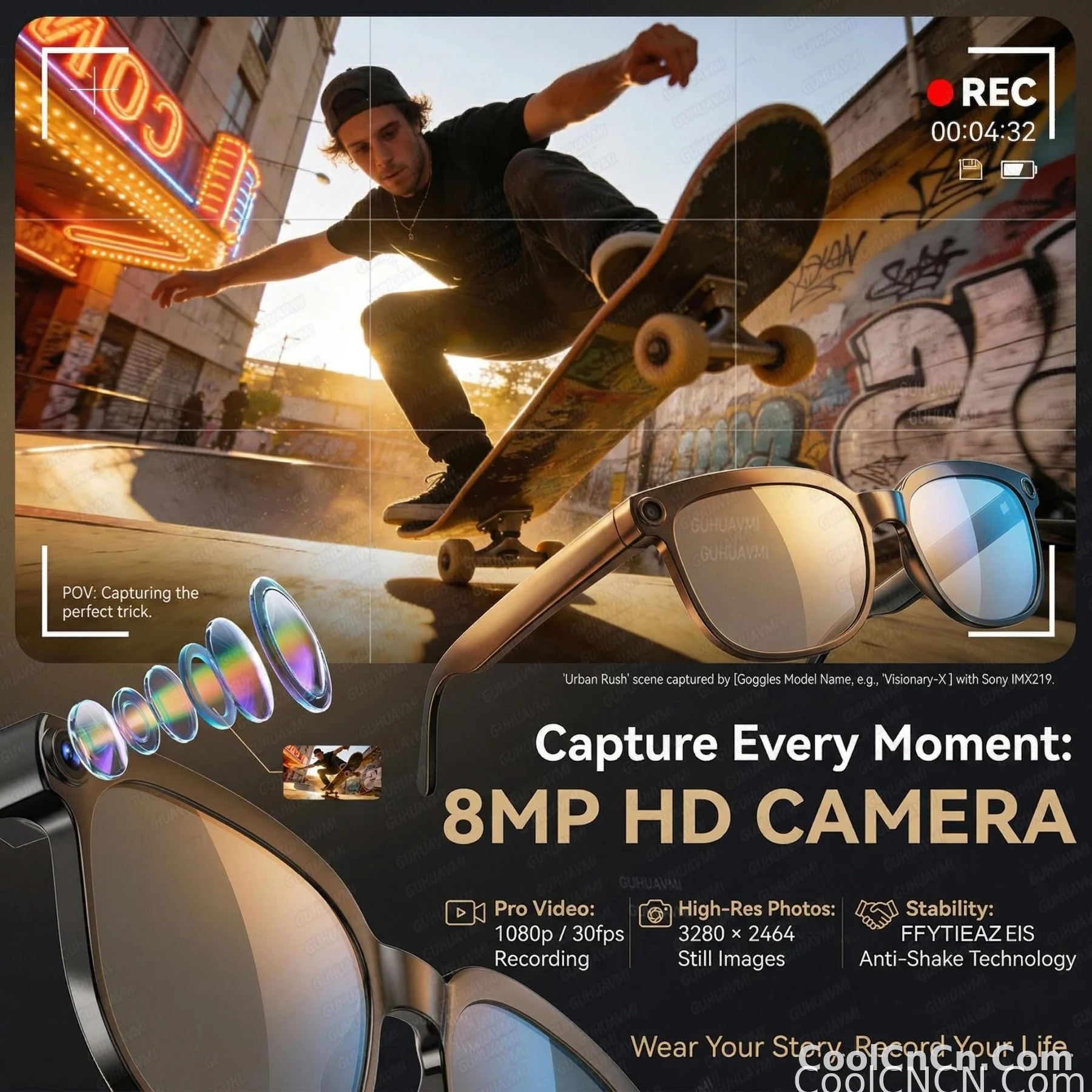 2026New 800W Pixel 4K HD Camera Smart Glasses AI Translation ChatGPT Music Play Voice Dual Microphone BT Call Sunglass Men Woman - detail