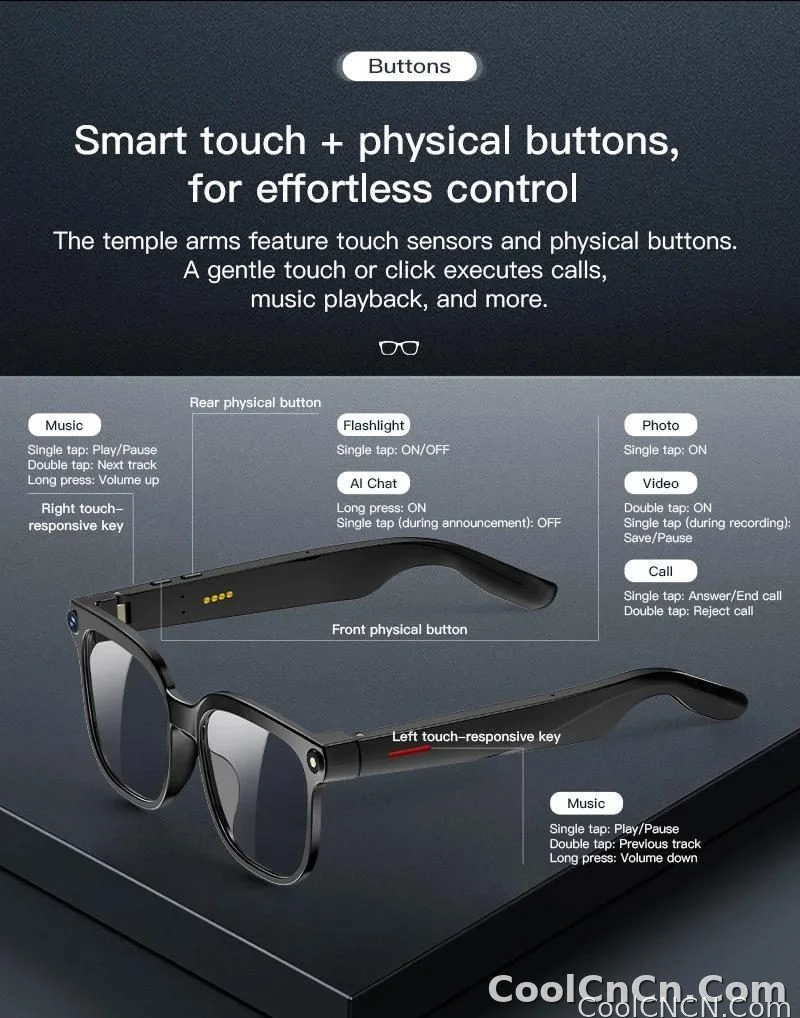 2026New 800W Pixel 4K HD Camera Smart Glasses AI Translation ChatGPT Music Play Voice Dual Microphone BT Call Sunglass Men Woman - detail