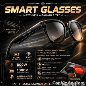 2026New 800W Pixel 4K HD Camera Smart Glasses AI Translation ChatGPT Music Play Voice Dual Microphone BT Call Sunglass Men Woman - view 1