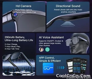 2026New 800W Pixel 4K HD Camera Smart Glasses AI Translation ChatGPT Music Play Voice Dual Microphone BT Call Sunglass Men Woman - view 9