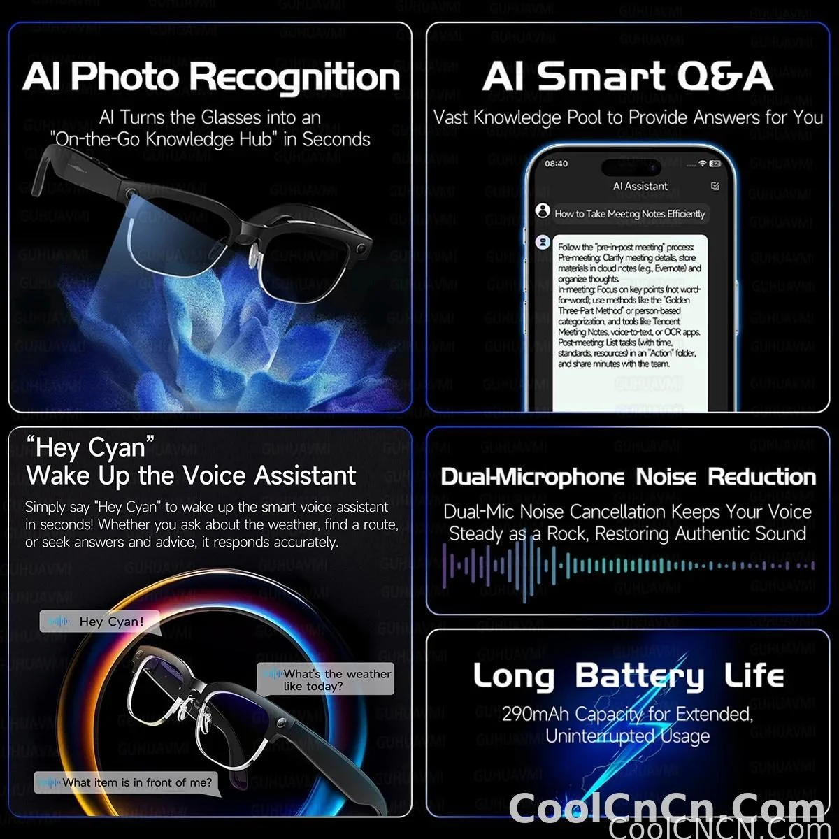 2026New AI Smart Glasses 800W Pixel Camera Various Language Translation Video Music BT Call Business 4K Color Change Glasses Men - detail