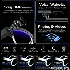 2026New AI Smart Glasses 800W Pixel Camera Various Language Translation Video Music BT Call Business 4K Color Change Glasses Men - view 3