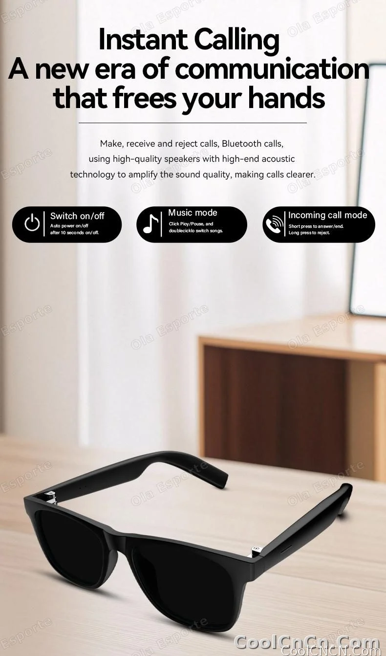 2026 Smart Glasses AI Voice Intelligent Bluetooth Call Music Playback Glasses Touch Headset UV Protection Sunglasses Man Women - detail