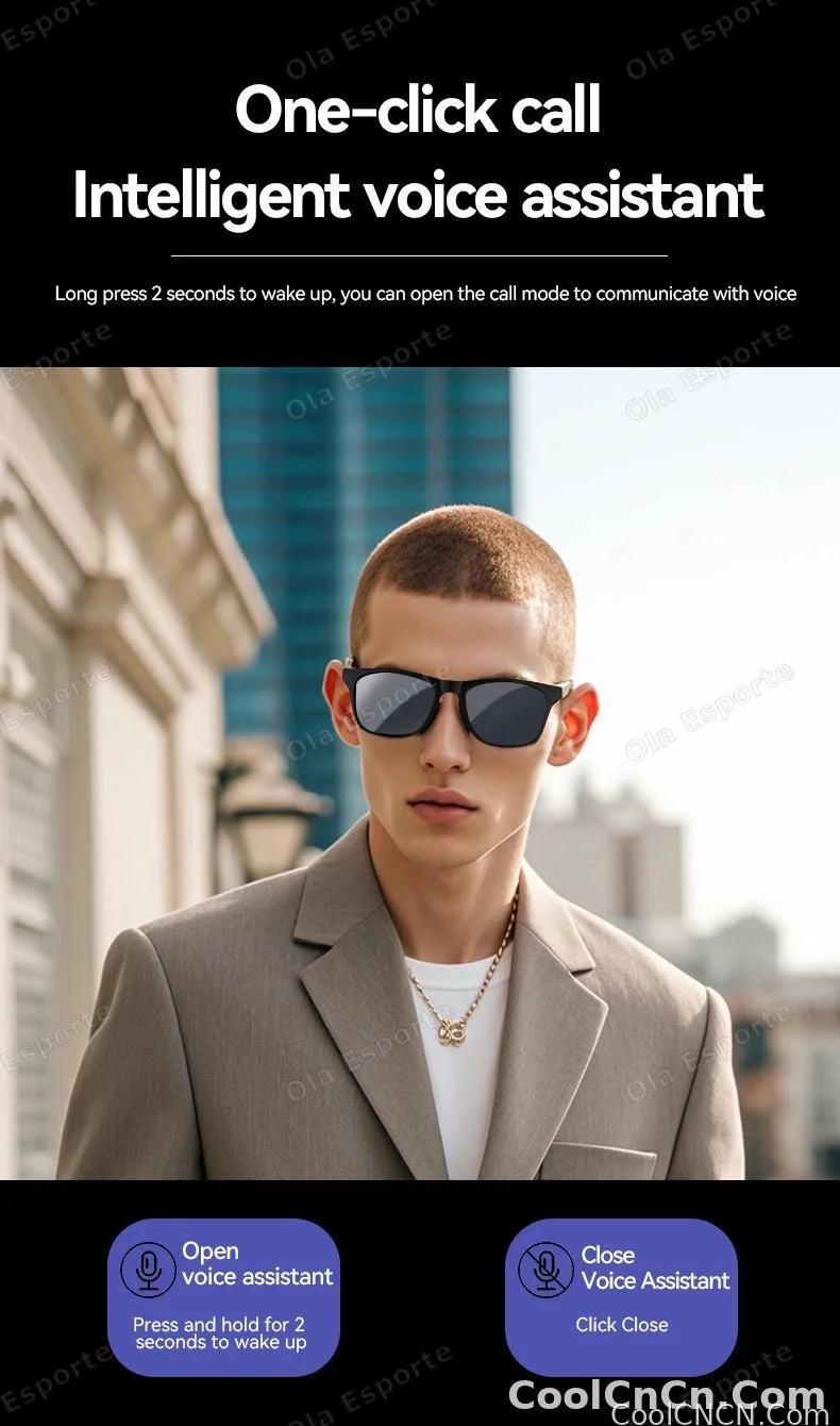 2026 Smart Glasses AI Voice Intelligent Bluetooth Call Music Playback Glasses Touch Headset UV Protection Sunglasses Man Women - detail