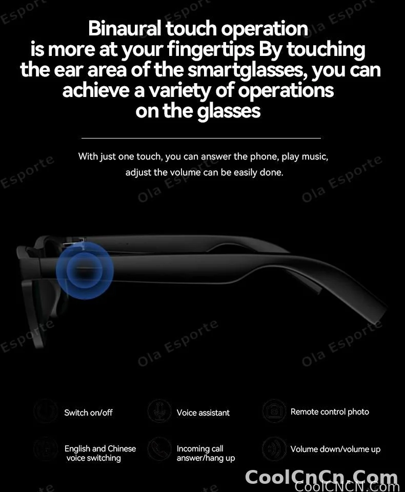 2026 Smart Glasses AI Voice Intelligent Bluetooth Call Music Playback Glasses Touch Headset UV Protection Sunglasses Man Women - detail