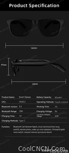 2026 Smart Glasses AI Voice Intelligent Bluetooth Call Music Playback Glasses Touch Headset UV Protection Sunglasses Man Women - view 18