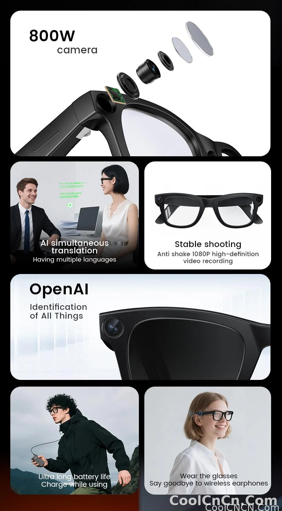 2026 New AI SmartGlasses 800W Camera Touch-sensitive AI Translation 320mah AI Photo Recognition 32 GB Storage Smart Sunglasses - detail