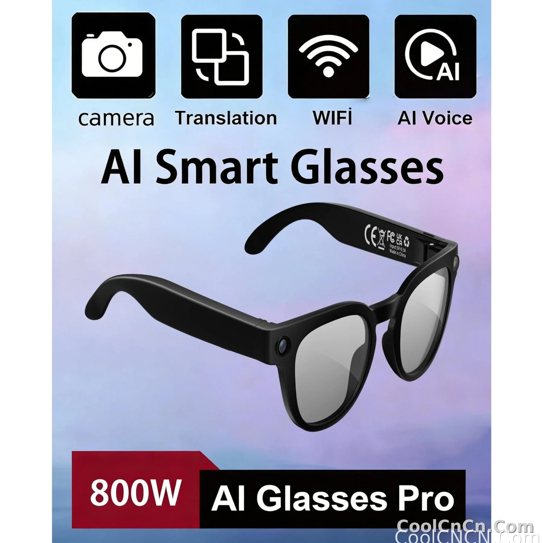 AI Smart Glasses 8MP HD Camera Video Recording AI Translation Voice Assistant TR90 Ultralight Bluetooth Call Music Smart Eyewear