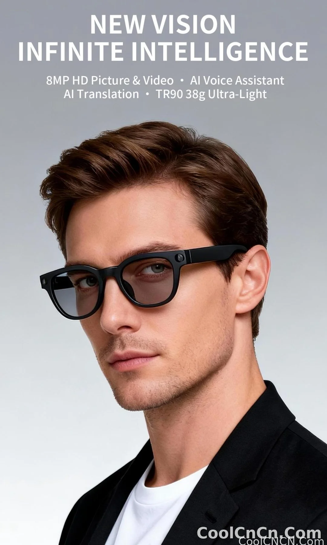 AI Smart Glasses 8MP HD Camera Video Recording AI Translation Voice Assistant TR90 Ultralight Bluetooth Call Music Smart Eyewear - detail