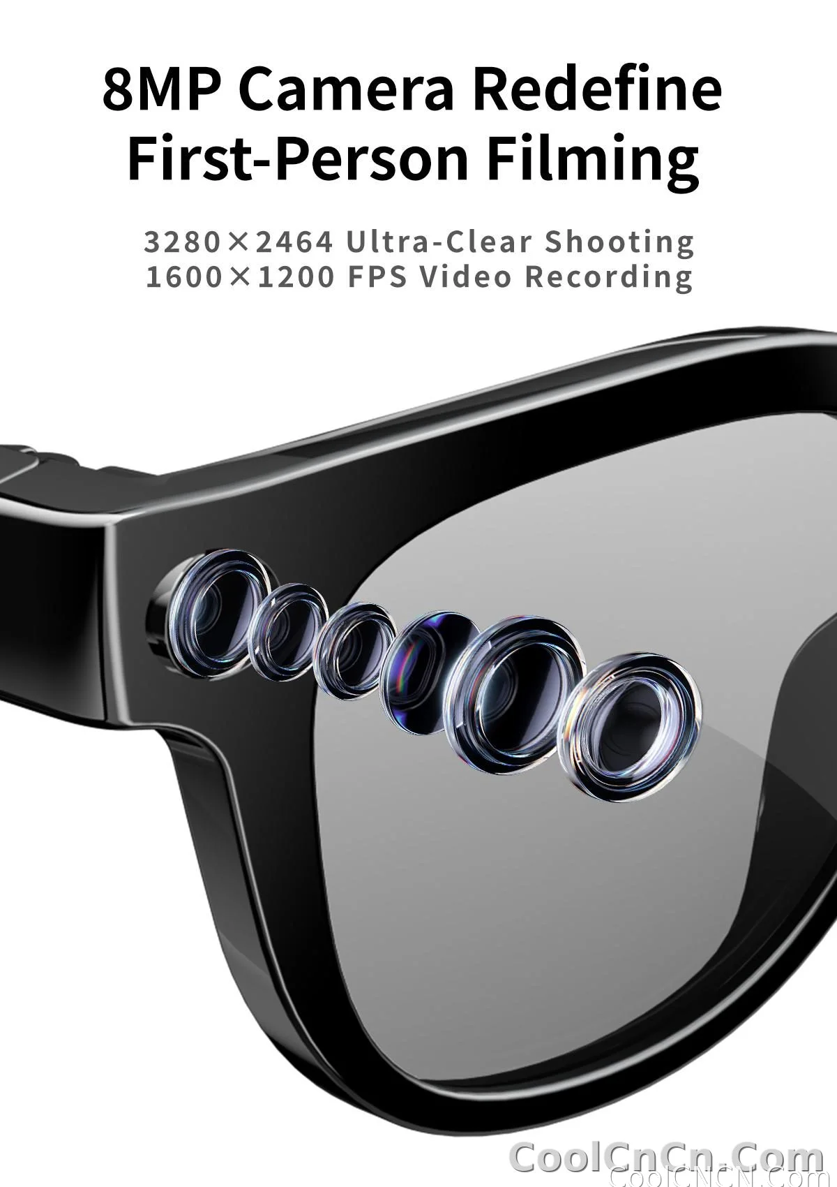 AI Smart Glasses 8MP HD Camera Video Recording AI Translation Voice Assistant TR90 Ultralight Bluetooth Call Music Smart Eyewear - detail