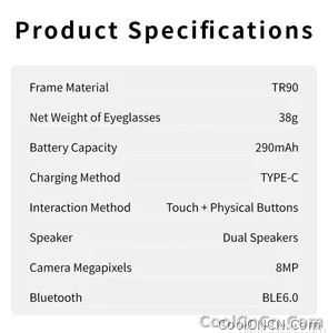 AI Smart Glasses 8MP HD Camera Video Recording AI Translation Voice Assistant TR90 Ultralight Bluetooth Call Music Smart Eyewear - view 26