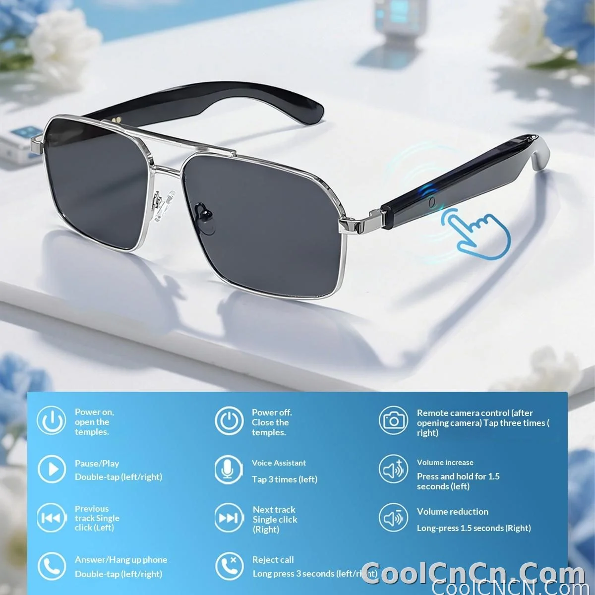 Smart Glasses Real Time Translation Wireless Bluetooth Touch Call Sports For Men Music Smart Glasses With Translator - detail