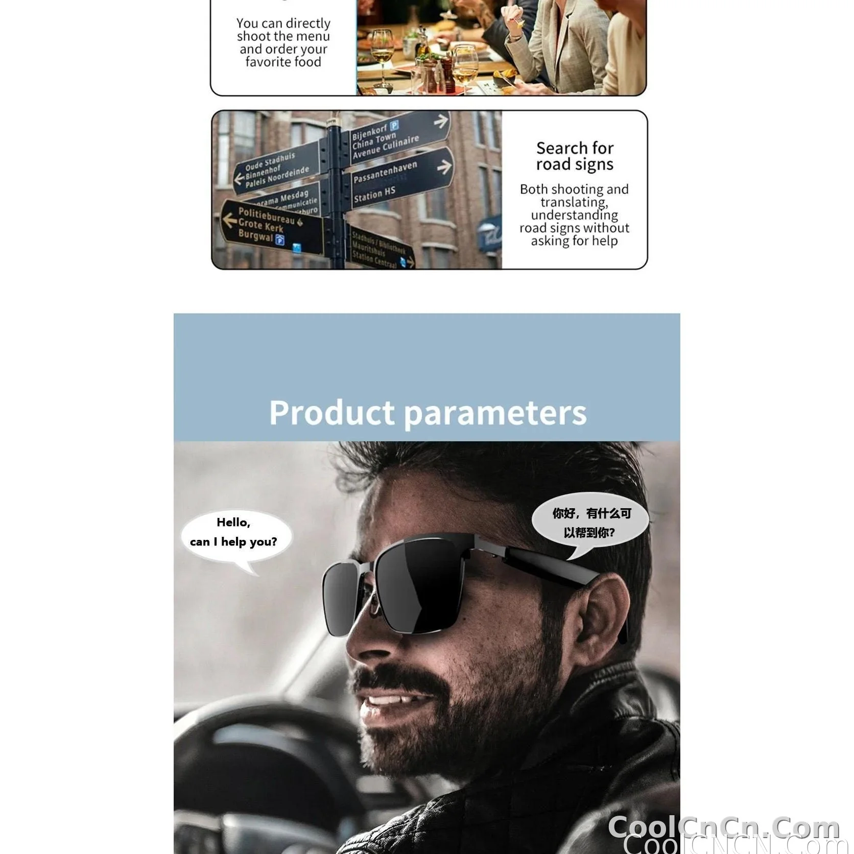 Smart Glasses SG20 Pro AI Intelligent Driver Sunglasses Touch Earphone with 144 Languages Online Translation for Men Women - detail