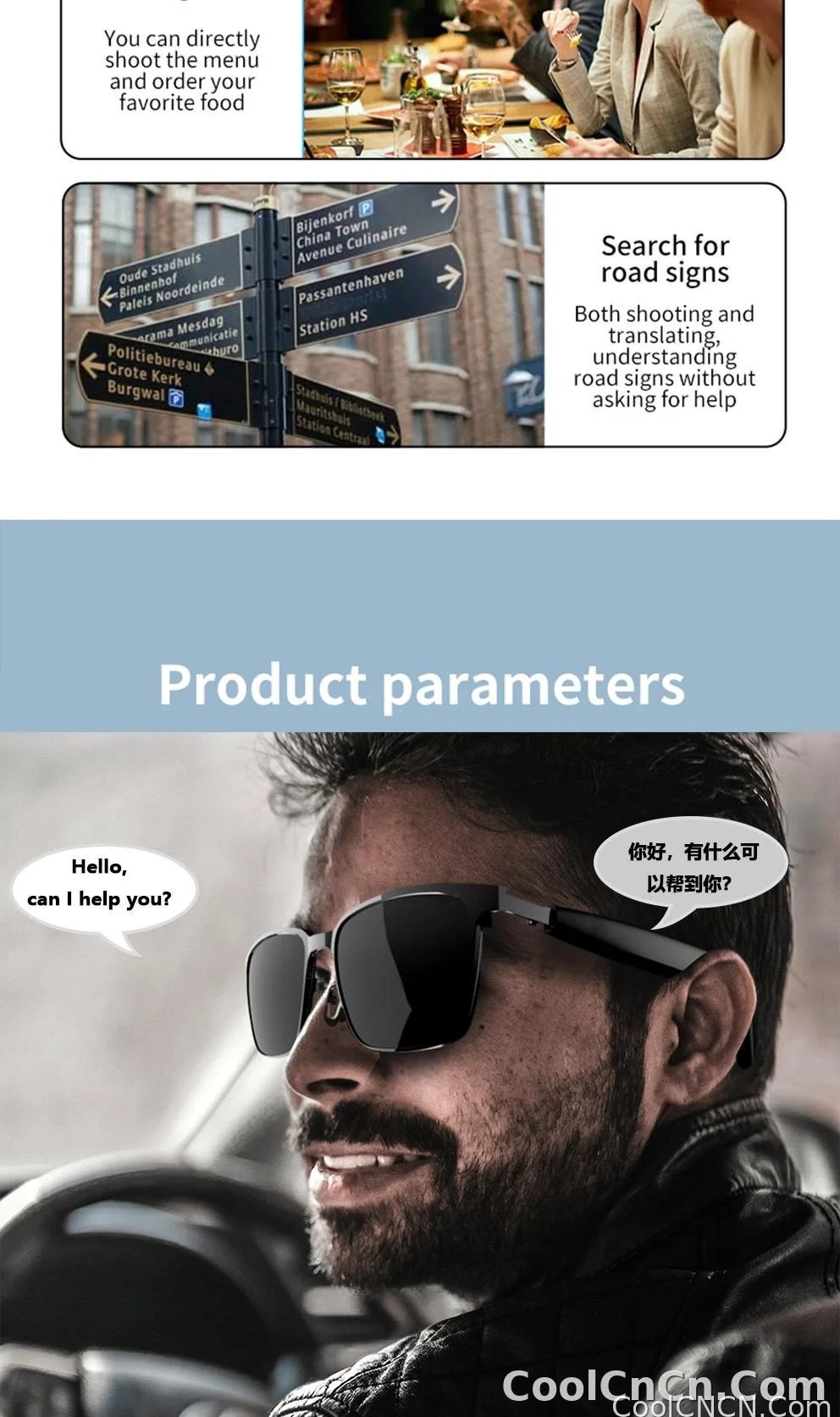 Smart Glasses SG20 Pro AI Intelligent Driver Sunglasses Touch Earphone with 144 Languages Online Translation for Men Women - detail