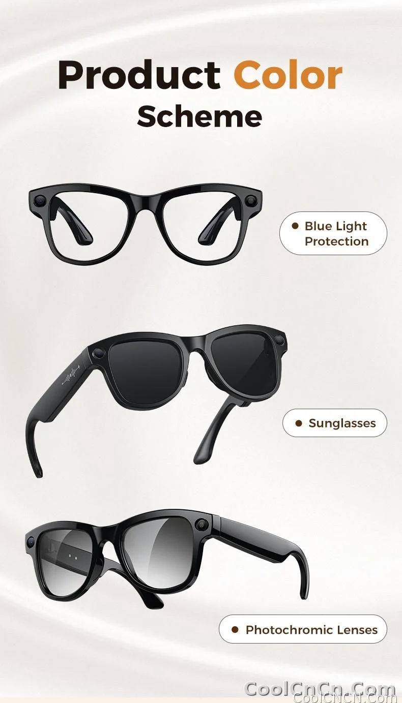 2026 AI Smart Glasses M02 Ultra 1080P HD Camera ChatGPT 3600mAh Charging 800W Camera 32GB Translation Music POV Video Sunglasse - detail