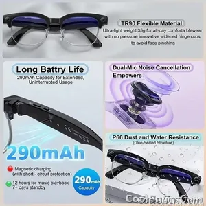 AI Real Time Translation Smart Glasses 1080P Camera Video Recorder Dual Mic Noise Canceling Bluetooth 3D Audio Sunglass 32G 2026 - view 6