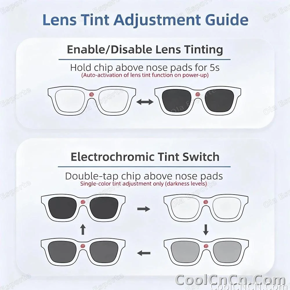 2026 Smart Audio Glasses Touch Control Color Changing Lens Dual Microphone Noise Reduction AI translation Bluetooth Sunglasses - detail