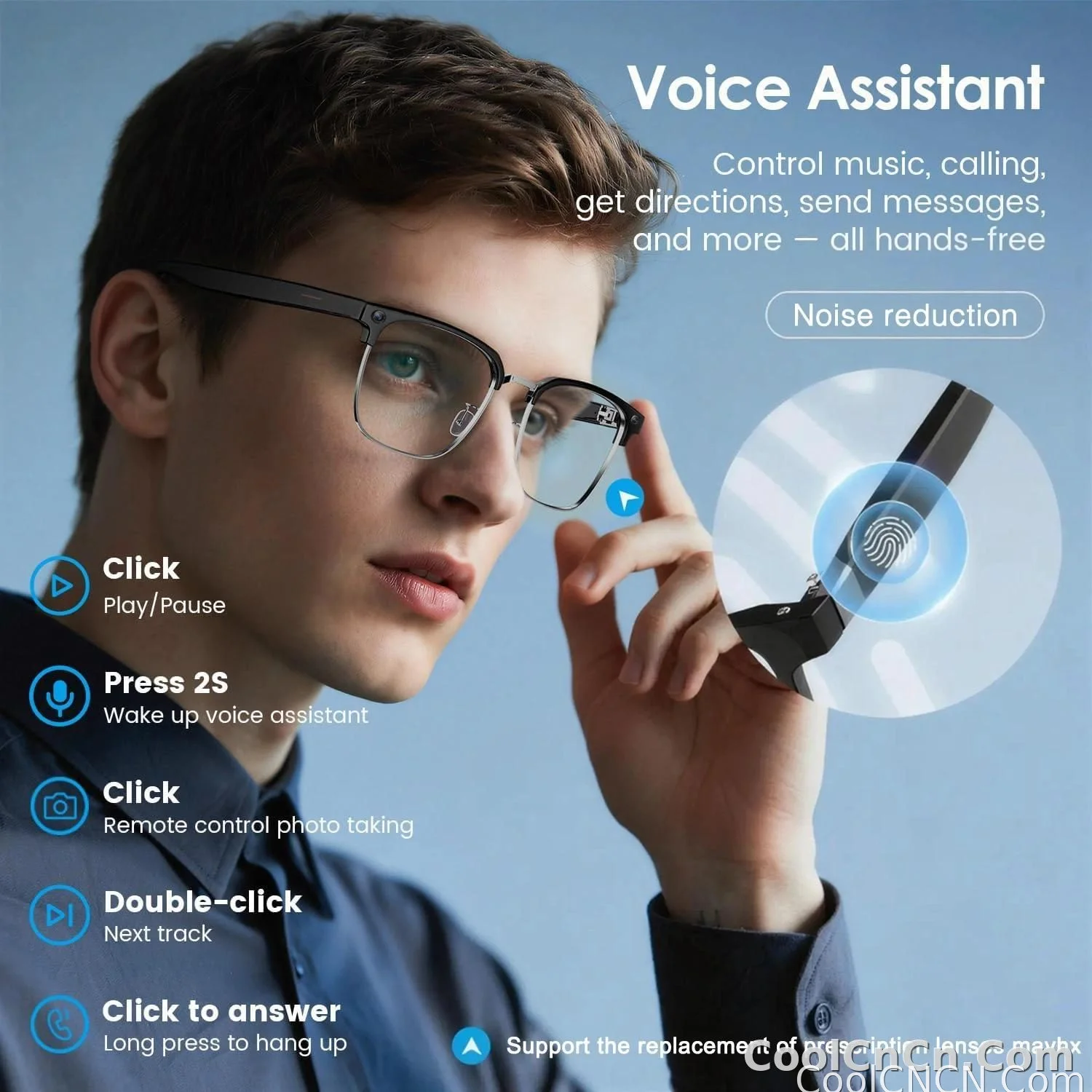 New Upgrade 800W Pixel Smart Glasses With Camera Video Recording AI Photo Recognition Call Language Translation Voice Sunglasses - detail