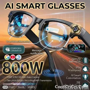New Upgrade 800W Pixel Smart Glasses With Camera Video Recording AI Photo Recognition Call Language Translation Voice Sunglasses - view 1