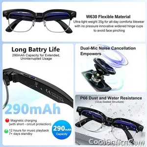New Upgrade 800W Pixel Smart Glasses With Camera Video Recording AI Photo Recognition Call Language Translation Voice Sunglasses - view 4