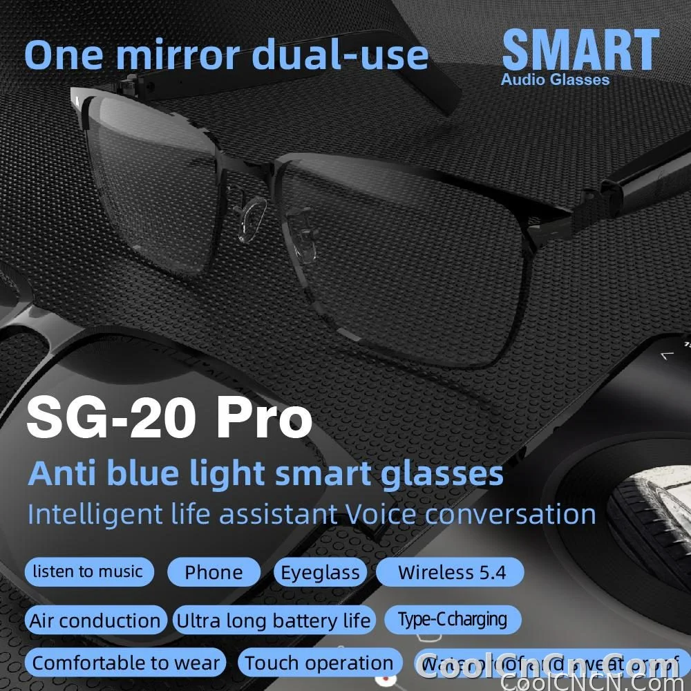 SG-20 Pro TWS 2-in-1 Smart Bluetooth Glasses - Convertible Sunglasses & Clear Lenses, Wireless Audio, Touch Control - detail