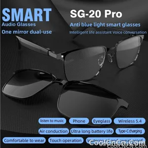 SG-20 Pro TWS 2-in-1 Smart Bluetooth Glasses - Convertible Sunglasses & Clear Lenses, Wireless Audio, Touch Control - view 3