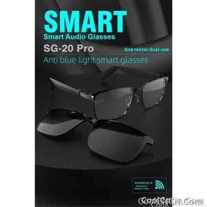 SG-20 Pro TWS 2-in-1 Smart Bluetooth Glasses - Convertible Sunglasses & Clear Lenses, Wireless Audio, Touch Control - view 4