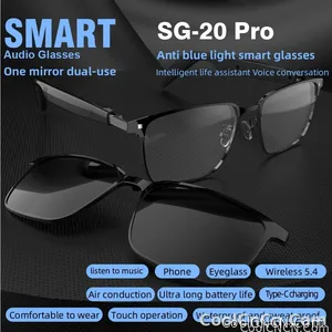 SG-20 Pro TWS 2-in-1 Smart Bluetooth Glasses - Convertible Sunglasses & Clear Lenses, Wireless Audio, Touch Control - view 8