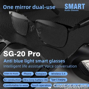 SG-20 Pro TWS 2-in-1 Smart Bluetooth Glasses - Convertible Sunglasses & Clear Lenses, Wireless Audio, Touch Control - view 9