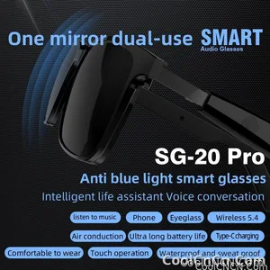 SG-20 Pro TWS 2-in-1 Smart Bluetooth Glasses - Convertible Sunglasses & Clear Lenses, Wireless Audio, Touch Control - view 11