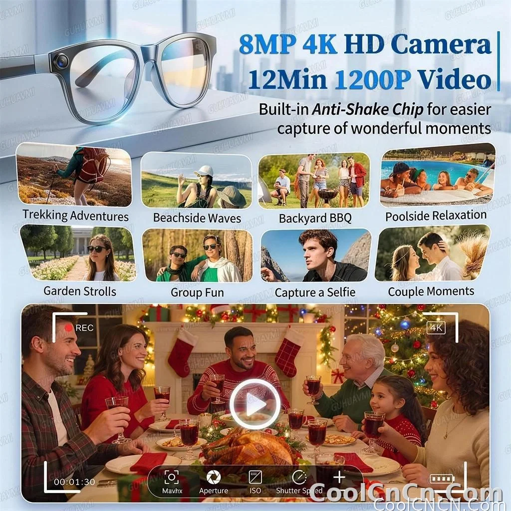 2026 New 3600mAh Battery AI Glasses Men 800W 4k Camera 32G Memory Photos&Video 160+Translation ChatGPT Music Smart Glasses Women - detail