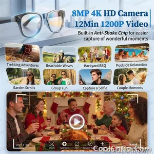 2026 New 3600mAh Battery AI Glasses Men 800W 4k Camera 32G Memory Photos&Video 160+Translation ChatGPT Music Smart Glasses Women - view 7